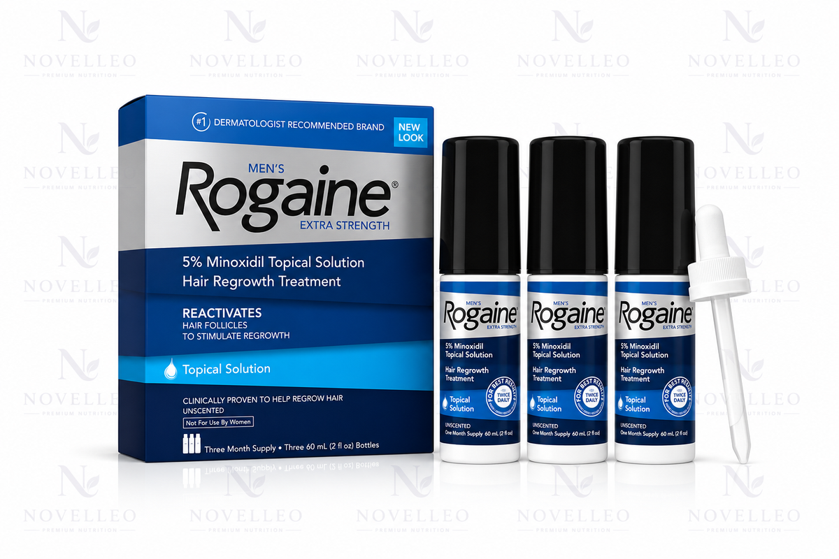 Rogaine Men Extra Strength 5% Minoxidil Topical Solution – 3 Bottles (3 Month Supply)