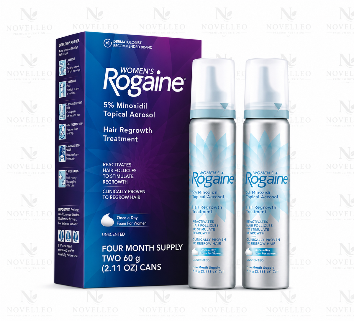 Rogaine Women’s Foam 5% Minoxidil – 2 Cans (4 Month Supply)